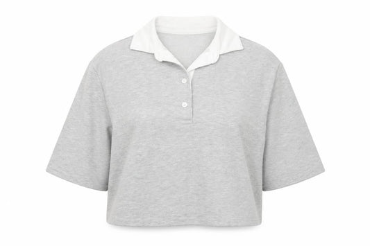 Savida Women's Grey Collared Cropped Polo Top Size 10