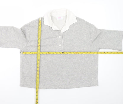 Savida Women's Grey Collared Cropped Polo Top Size 10