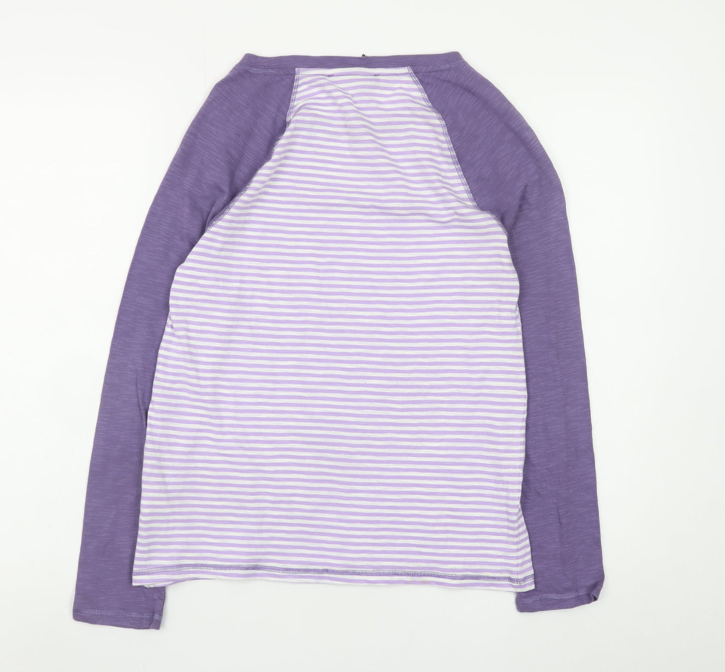 Marks and Spencer Women Purple Striped Long Sleeve Cotton T-Shirt Size 8
