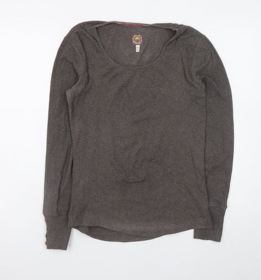 Joules Women's Brown Long Sleeve Scoop Neck Jersey Top Size 12