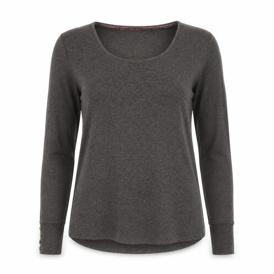 Joules Women's Brown Long Sleeve Scoop Neck Jersey Top Size 12