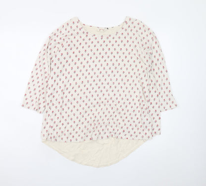 Fat Face Womens Ivory Floral 3/4 Sleeve Tunic Blouse Size 14