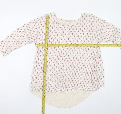 Fat Face Womens Ivory Floral 3/4 Sleeve Tunic Blouse Size 14