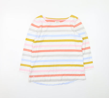 Joules Women's Multicoloured Striped 3/4 Sleeve Cotton Top Size 12