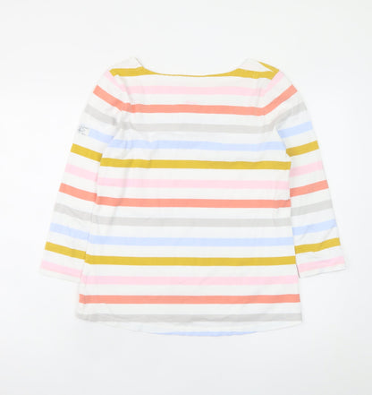 Joules Women's Multicoloured Striped 3/4 Sleeve Cotton Top Size 12