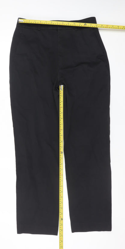 Zara Womens Black Straight Leg Trousers Size 12 Regular Fit