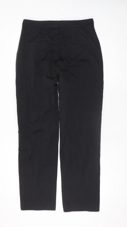 Zara Womens Black Straight Leg Trousers Size 12 Regular Fit