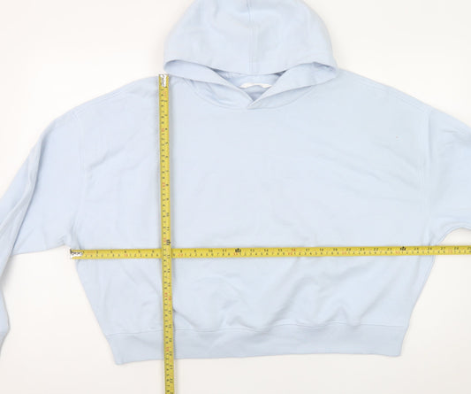 Marks and Spencer Women Blue Large Pullover Hoodie Cotton Blend