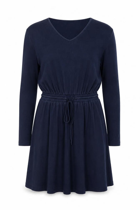 People Tree Women Blue Size 10 Fit & Flare Long Sleeve Cotton Dress