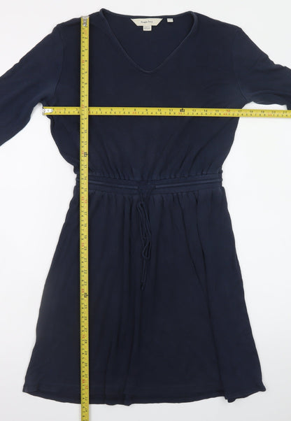 People Tree Women Blue Size 10 Fit & Flare Long Sleeve Cotton Dress
