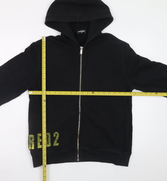 Dsquared2 Boys Black Full Zip Hoodie 16 Years Cotton Blend Graphic Print