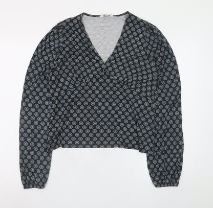 Boden Women’s Blue Geometric Wrap Blouse Size 18 Viscose Stretch