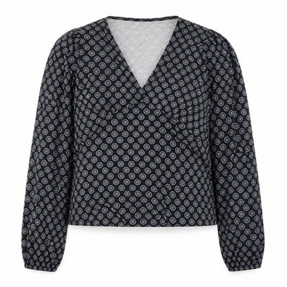 Boden Women’s Blue Geometric Wrap Blouse Size 18 Viscose Stretch