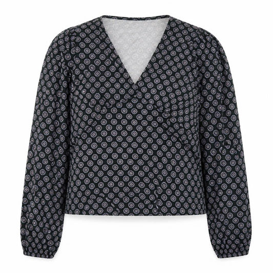 Boden Women’s Blue Geometric Wrap Blouse Size 18 Viscose Stretch