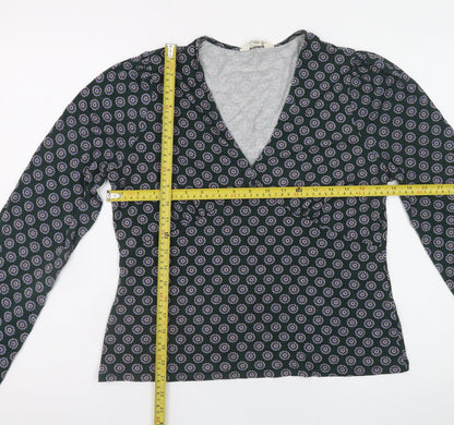 Boden Women’s Blue Geometric Wrap Blouse Size 18 Viscose Stretch