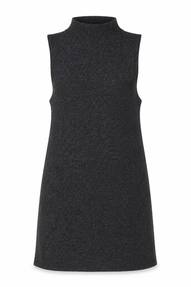Double Zero Women Grey High Neck Sleeveless Knit Shift Dress M