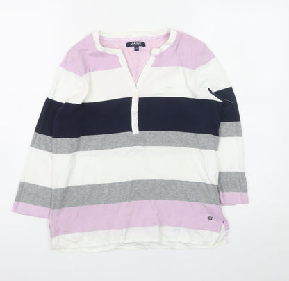 Maine New England Women’s Multicoloured Stripe Cotton Henley Top Size 14