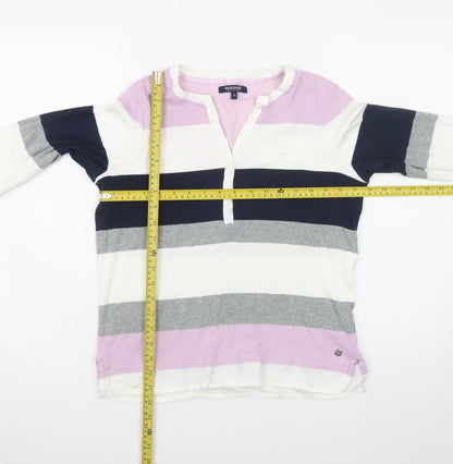 Maine New England Women’s Multicoloured Stripe Cotton Henley Top Size 14