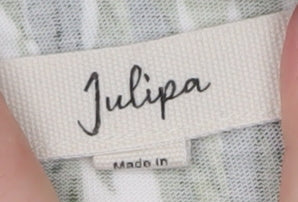 Julipa Womens Green Geometric V-Neck Short Sleeve Jersey T-Shirt Size 20