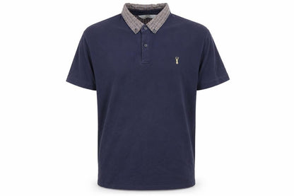 Next Men's Blue Check Collar Polo Shirt XL Cotton Casual