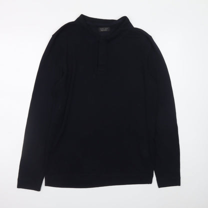 Zara Man Black Long Sleeve Polo Shirt Men’s XL Regular Fit