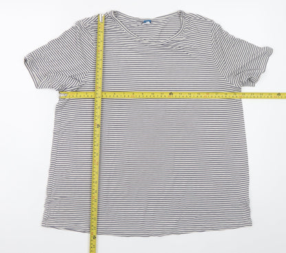 Old Navy Women Grey Striped Luxe Short Sleeve T-Shirt Size L