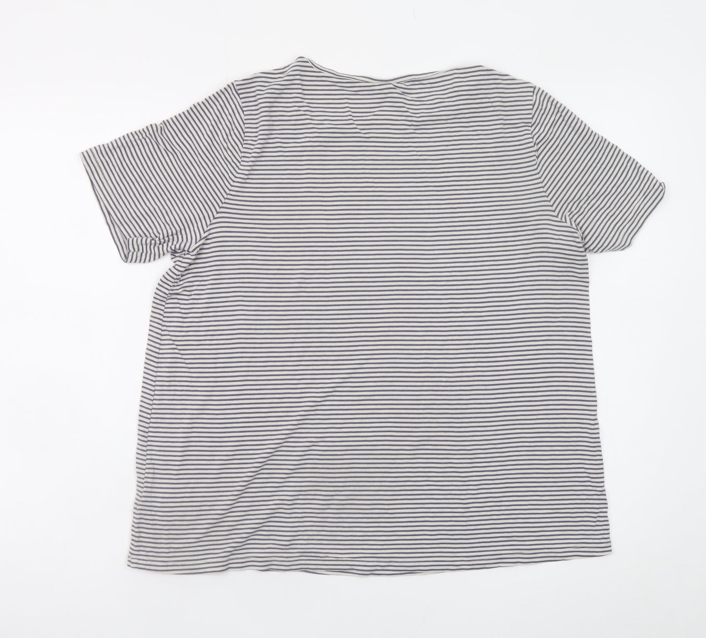 Old Navy Women Grey Striped Luxe Short Sleeve T-Shirt Size L