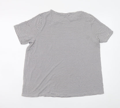 Old Navy Women Grey Striped Luxe Short Sleeve T-Shirt Size L
