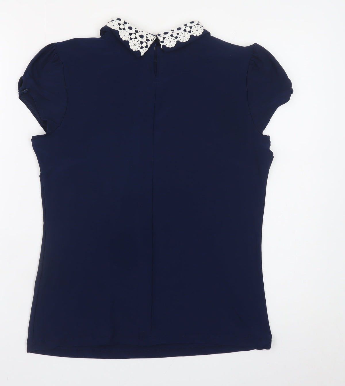 Savida Women’s Blue Collared Crochet Blouse Size 10
