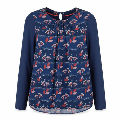 Boden Womens Blue Floral Long Sleeve Tunic Blouse Size 10