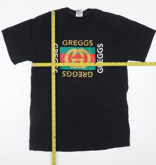 Bristol Street Wear Men's Black Greggs Graphic T-Shirt Medium