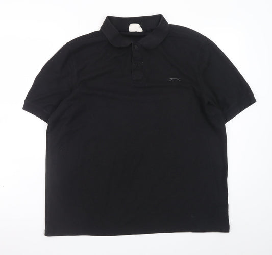 Slazenger Men's Black Polo Shirt XL Regular Fit Sports Top