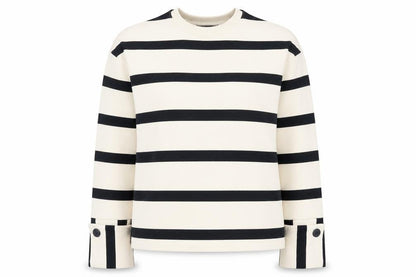 Mint Velvet Women Beige Black Striped Pullover Sweatshirt Size S