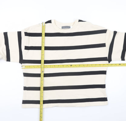 Mint Velvet Women Beige Black Striped Pullover Sweatshirt Size S