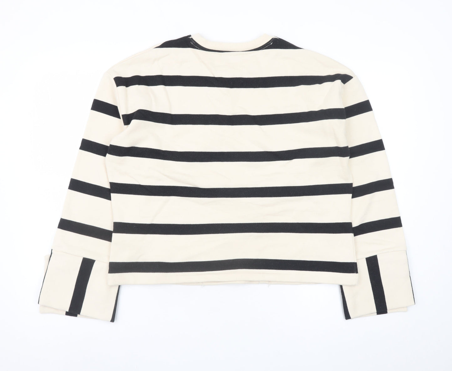 Mint Velvet Women Beige Black Striped Pullover Sweatshirt Size S