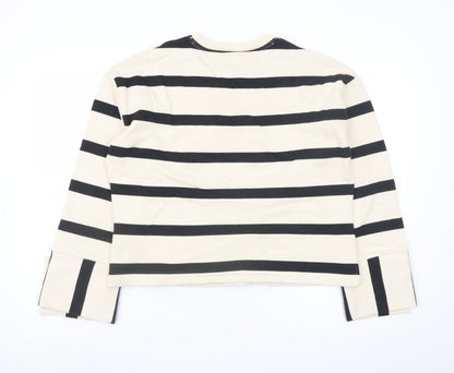 Mint Velvet Women Beige Black Striped Pullover Sweatshirt Size S