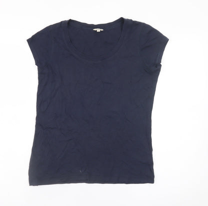 Jigsaw Womens Blue Short Sleeve Modal Cotton Basic T-Shirt S