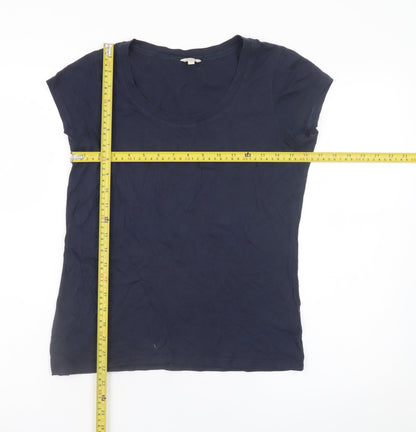 Jigsaw Womens Blue Short Sleeve Modal Cotton Basic T-Shirt S