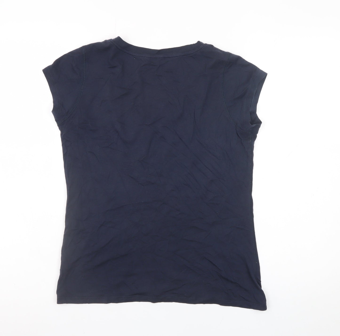Jigsaw Womens Blue Short Sleeve Modal Cotton Basic T-Shirt S