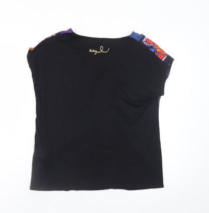 Desigual Womens Multicoloured V-Neck Lyocell T-Shirt Size 12