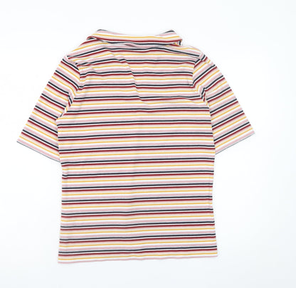 Next Women's Multicoloured Striped Polo Top Size 14 Polyester Blend