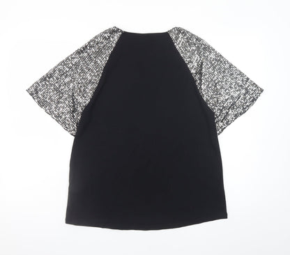 Lipsy Womens Black Sequin Sleeve Raglan Short Sleeve T-Shirt Size 12
