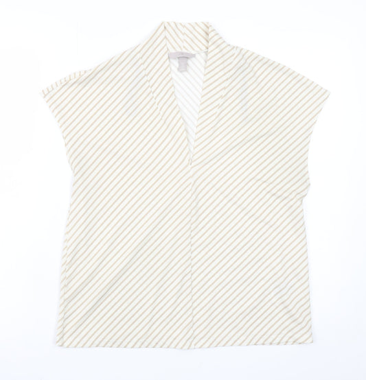 H&M Women’s Beige Striped Kimono Blouse Size S Relaxed Fit