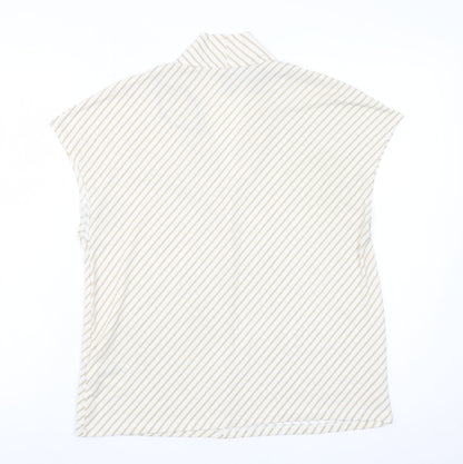 H&M Women’s Beige Striped Kimono Blouse Size S Relaxed Fit
