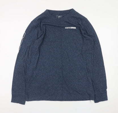 Converse Mens Blue Long Sleeve Crew Neck T-Shirt XL Cotton Blend
