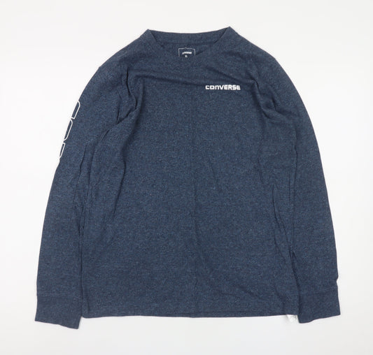 Converse Mens Blue Long Sleeve Crew Neck T-Shirt XL Cotton Blend