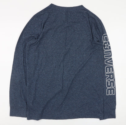 Converse Mens Blue Long Sleeve Crew Neck T-Shirt XL Cotton Blend