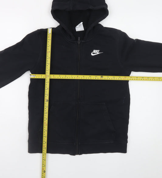 Nike Boys Black Full Zip Hoodie L 147-158cm Fleece Logo Sweatshirt