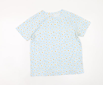 Dunnes Stores Womens Blue Floral Cotton T-Shirt Size S