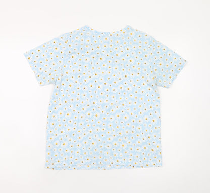 Dunnes Stores Womens Blue Floral Cotton T-Shirt Size S